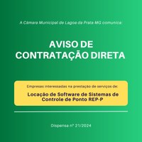 Locação de Software de Sistemas de Controle de Ponto REP-P  - Dispensa 21/2024